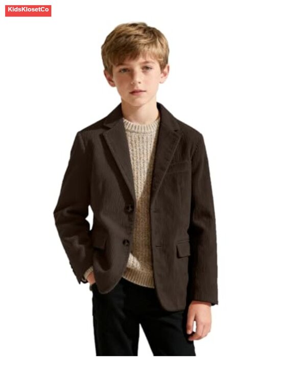 Other - Boys Corduroy Blazer Formal Suit Jacket Sport Coat Two Button Notch Lapel